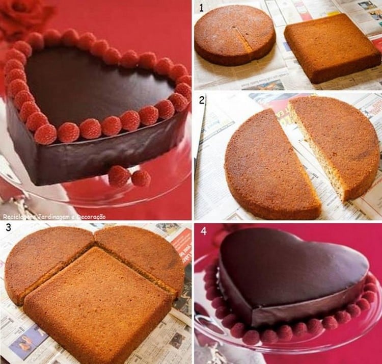 como fazer bolo em formato de coração
